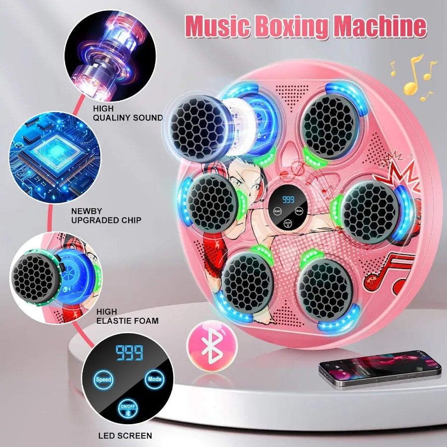 Wall Mounted Music Boxing Machine with LED Electronic Focus Training for Teens and Adults Interactive Workout Equipment