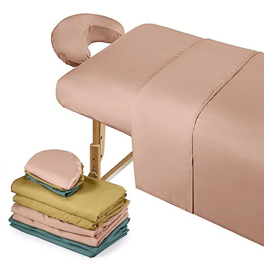 Microfiber Massage Table Sheet Set | Flat Sheet, Fitted Sheet & Face Rest Cover Included, Salon & Spa
