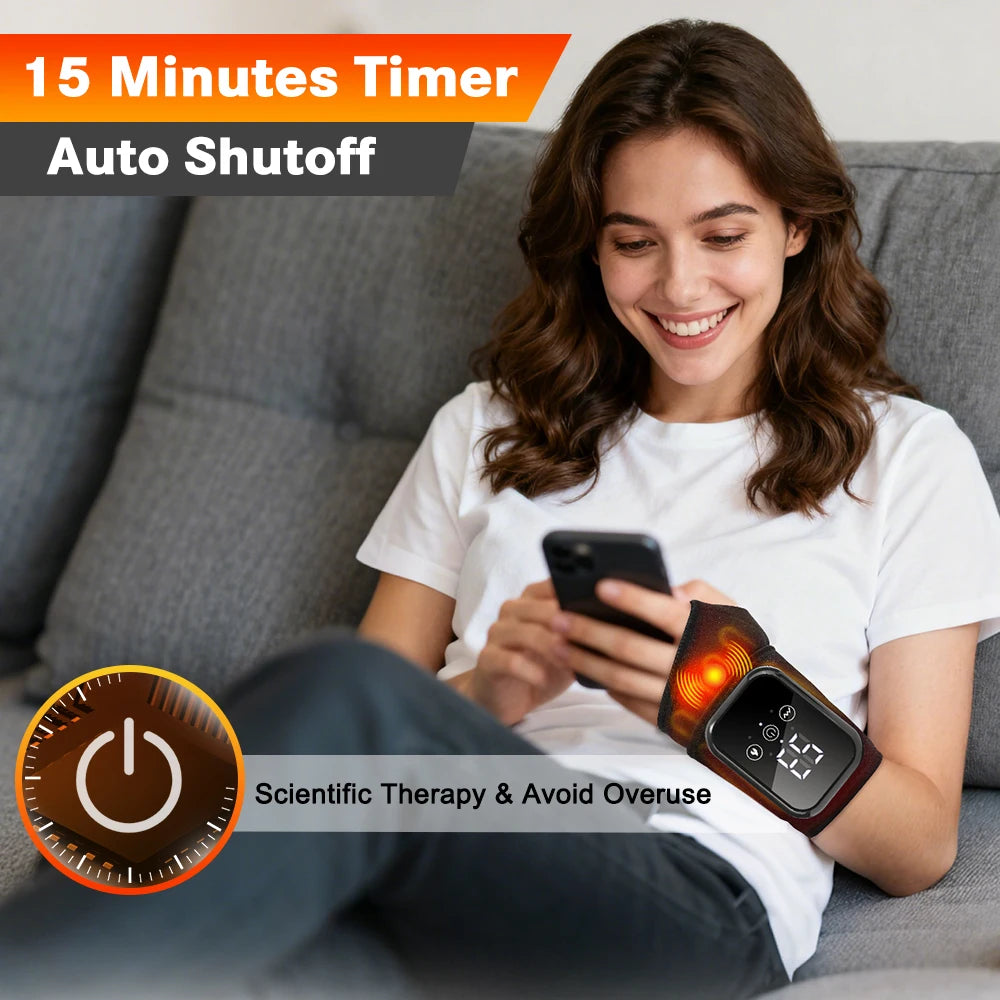 Electric Heated Wrist Massager Brace — Vibration & Heat for Carpal Tunnel Relief | StriveRiseFit