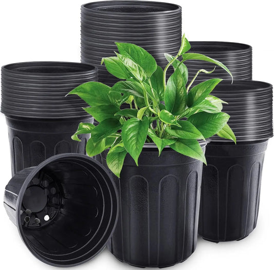 1-Gallon Black Nursery Pots | 60-Pack | Drainage Holes | Reusable | StriveRiseFit