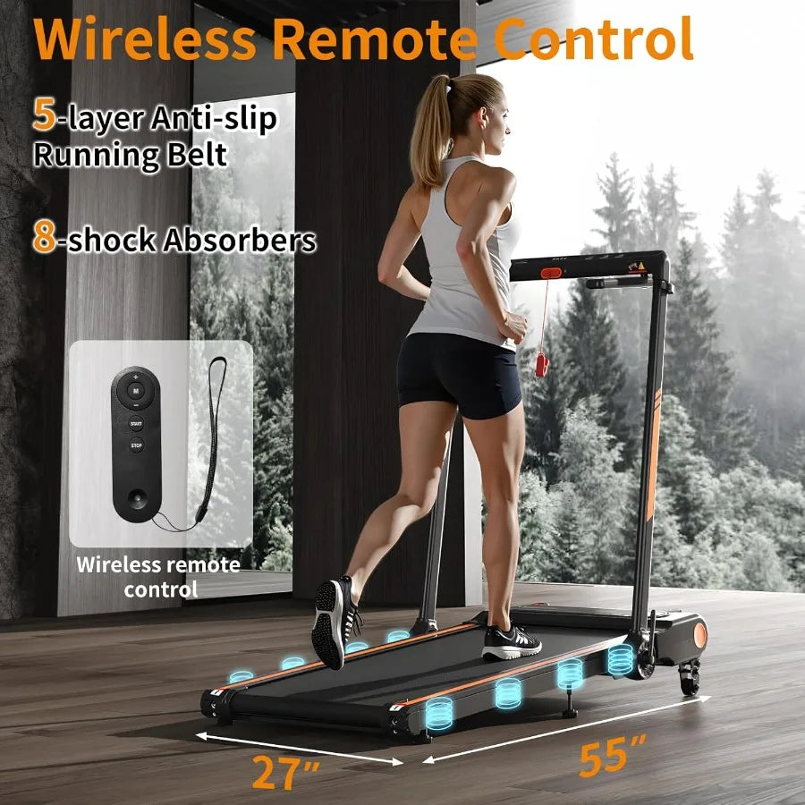 Folding Treadmill with Incline Walking Pad 300 lbs Capacity 3 in 1 Under Desk Treadmill with Removable Desk Workstation Compact