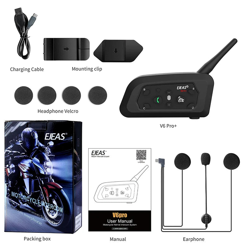 EJEAS V6 Pro Motorcycle Helmet Bluetooth Intercom | StriveRiseFit