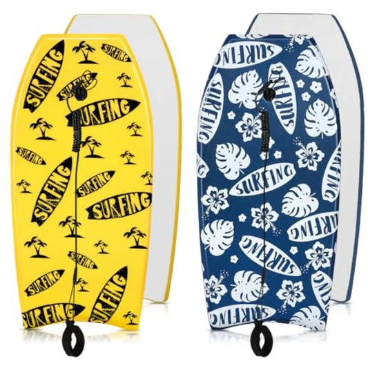 2-Pack Bodyboards with EPS Core XPE Deck HDPE Slick Bottom & Wrist Leashes for Beach | StriveRiseFit