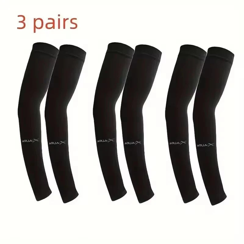 Ice Silk UV Sun Protection Arm Sleeves 3-Pack, Unisex for Cycling, Running & Outdoor | StriveRiseFit