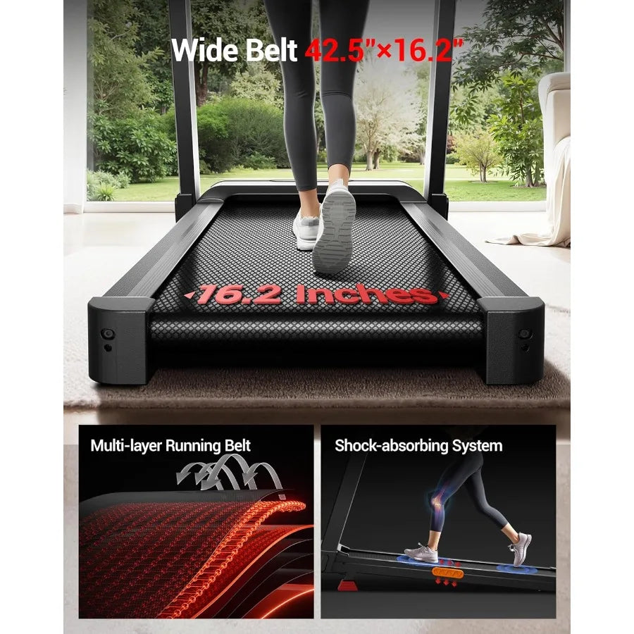 Fitness Treadmill with 3-Level Incline, Treadmills for Home,  Auto Folding with Pulse Sensors, 300 LBS Capacity, 3.0HP Quiet