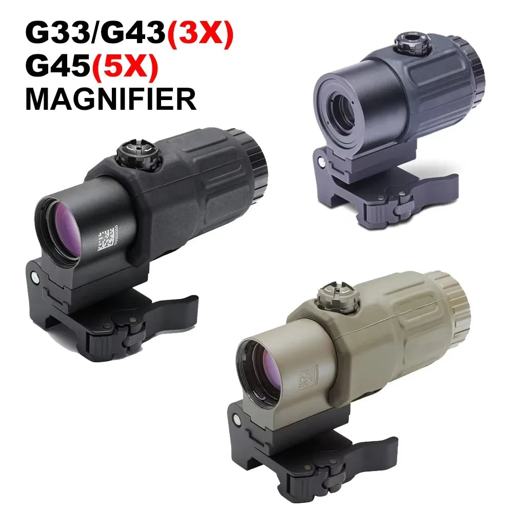 Rifle Magnifier Scope | G33 3.35x / G43 3x / G45 5x | Quick-Detach Side Mount for Picatinny Rail