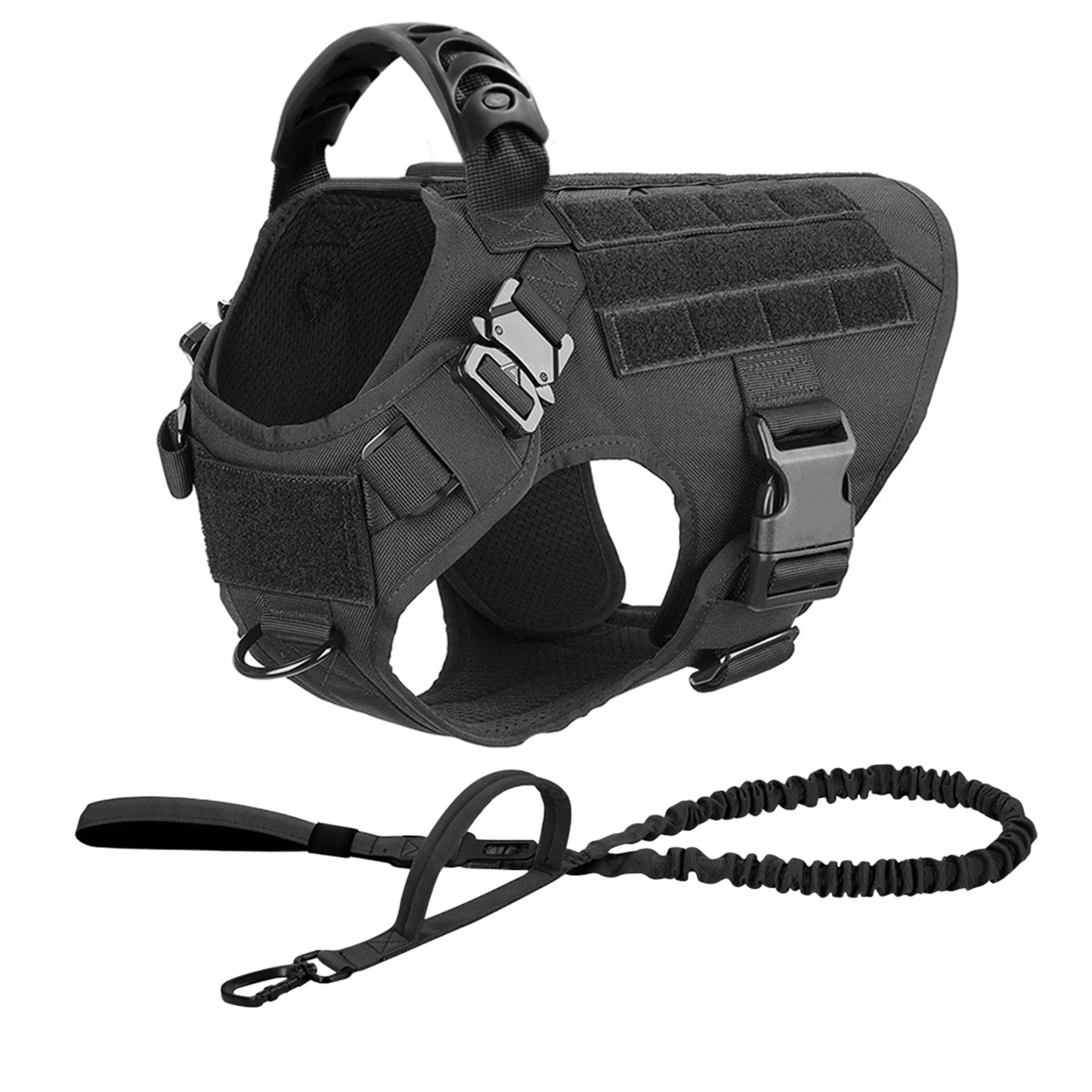 PETRAVEL Tactical Dog Harness & Leash Set - Military Grade, No-Pull, MOLLE