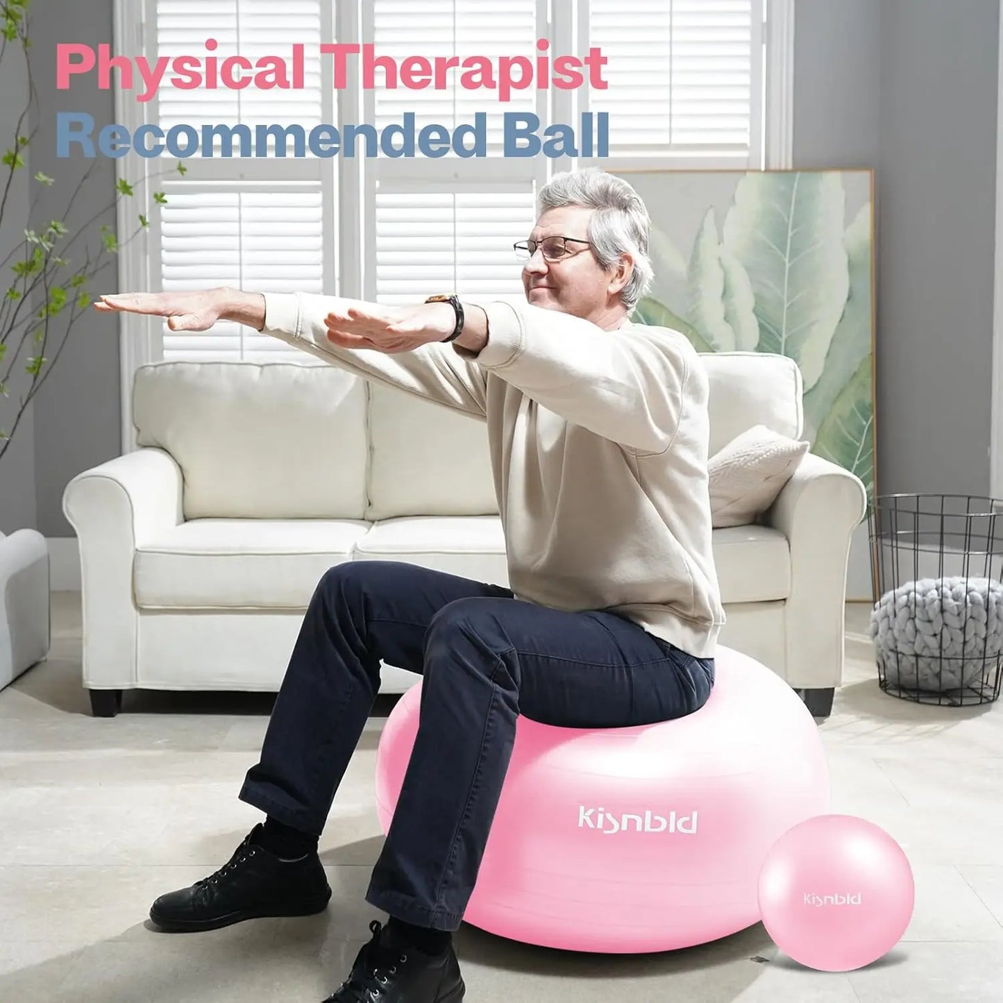 Extra Thick Exercise Ball with Foot Pump & Pilates Ball, Anti-Burst, 4 Sizes | StriveRiseFit