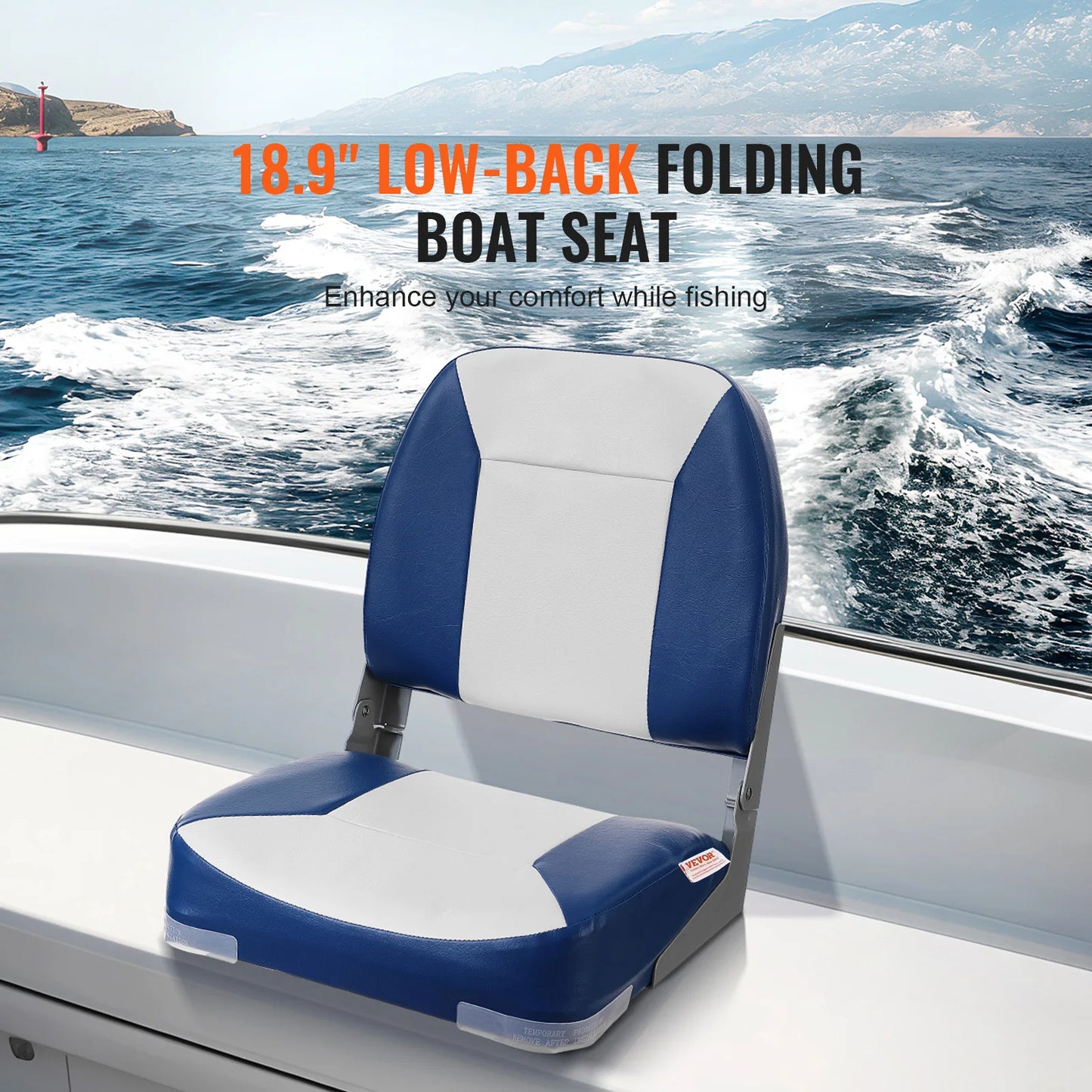 Low Back Folding Boat Seat | 18.9", Ergonomic PVC Cushion, Rust-Proof Hinge | StriveRiseFit