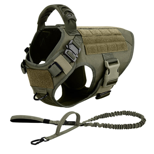 PETRAVEL Tactical Dog Harness & Leash Set - Military Grade, No-Pull, MOLLE