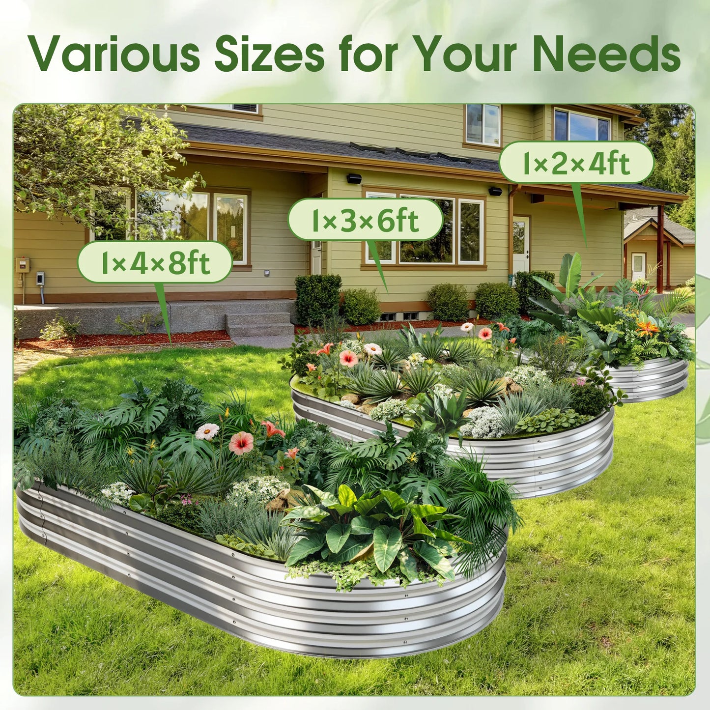 Metal Raised Garden Bed | 8x4x1 ft | Galvanized Steel | Open Bottom | StriveRiseFit
