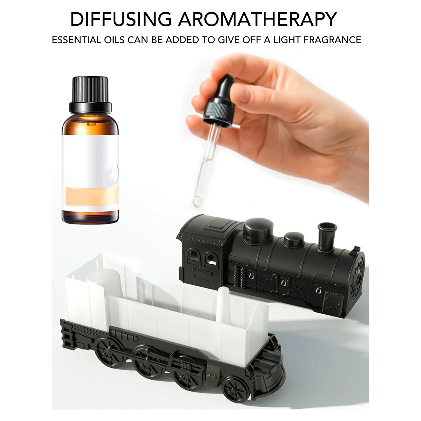 Train Aromatherapy Diffuser with LED Lights & Remote | Essential Oil Humidifier