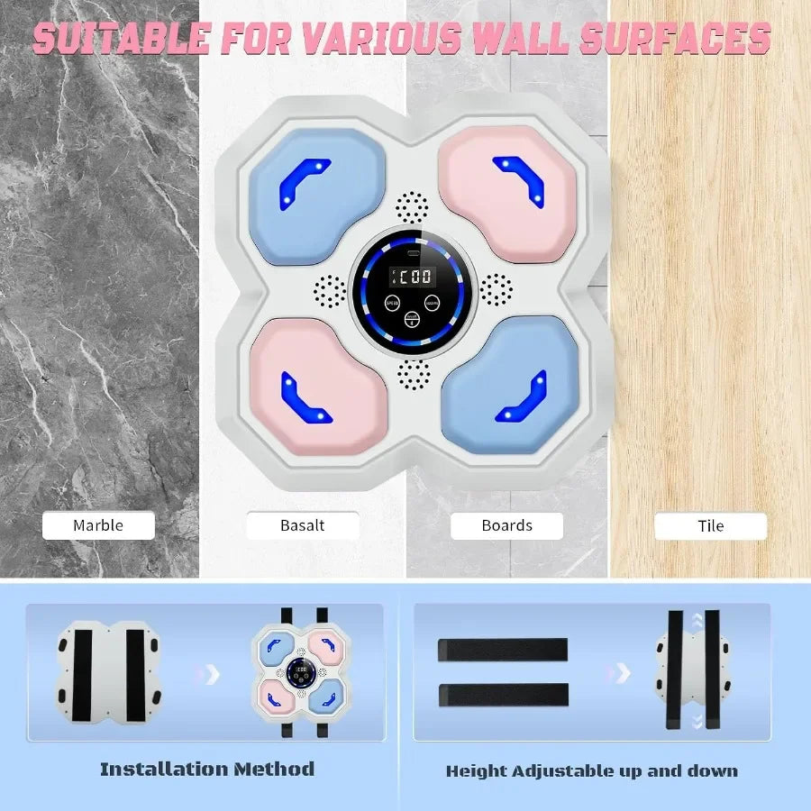 WallMounted Music Boxing Machine with LED Electronic Focus Training for Teens and Adults Interactive Workout Equipment with Glo