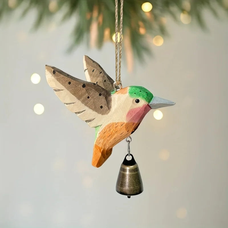 Hand-Carved Wood Bird Wind Chime Pendant — Rustic Farmhouse Decor | StriveRiseFit