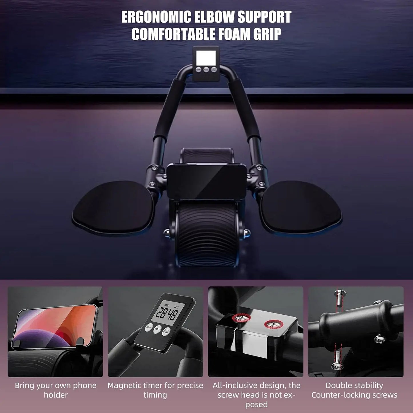 Ab Roller Wheel with Elbow Support & Auto-Rebound for Core Training | StriveRiseFit