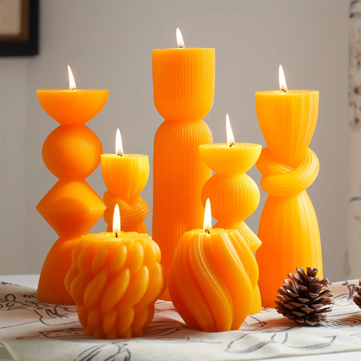 Handmade Glitter Soy Wax Ribbed Pillar Candles Set | StriveRiseFit