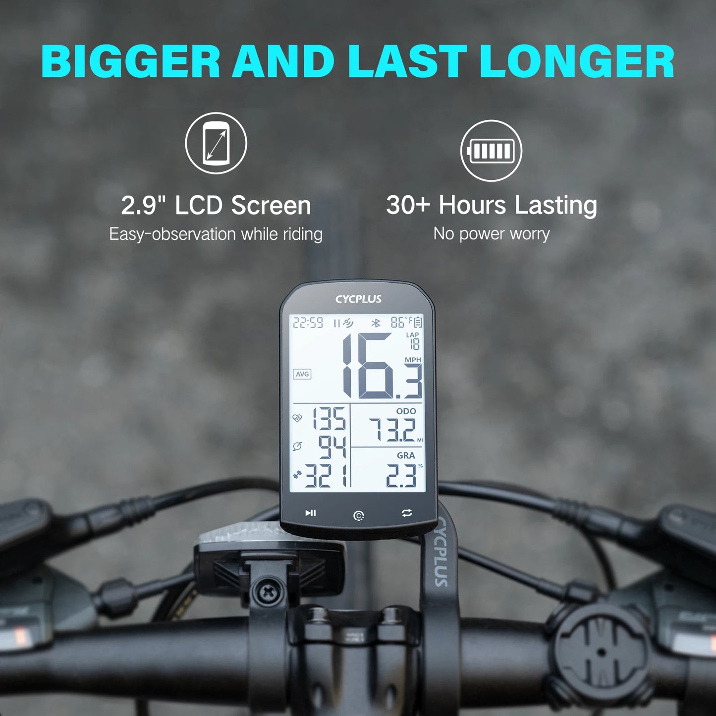 CYCPLUS M1 GPS Bike Computer Bluetooth 5.0 ANT+ Speedometer 2.9" IPX6 | StriveRiseFit