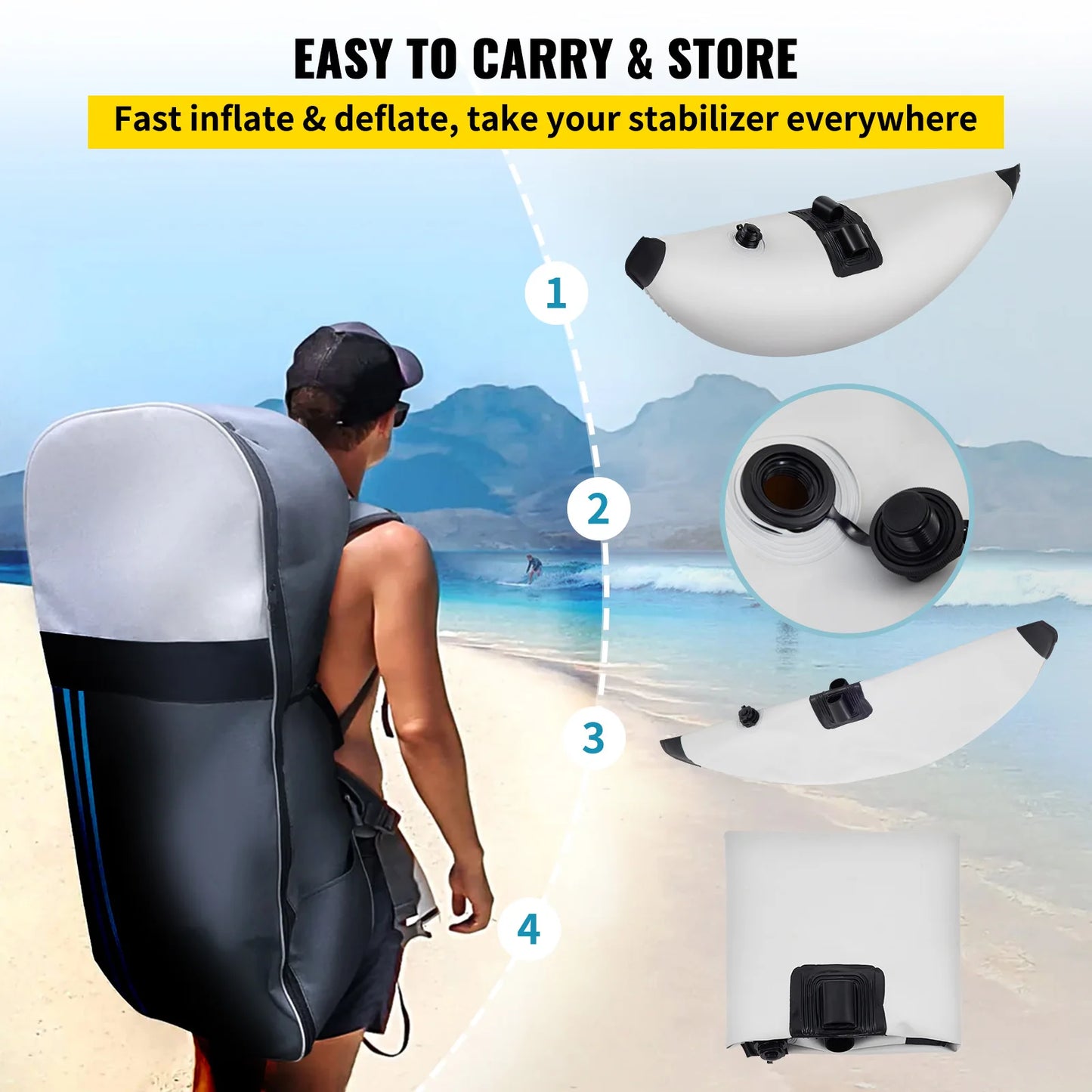 Kayak Outrigger Stabilizers 2-Pack PVC Inflatable Float with Arms & Rod for Canoe Fishing Boat | StriveRiseFit