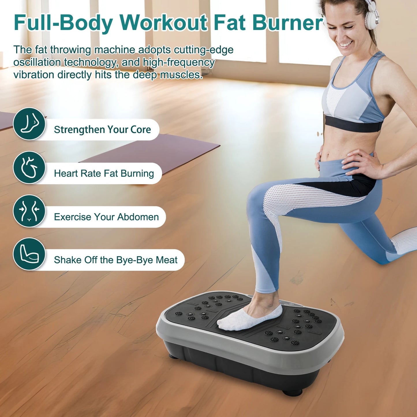 Vibration Plate Exercise Machine Fat-Burning Home Fitness, Weight Loss, Shaping Whole Body Workout Portable Fitness Equipment