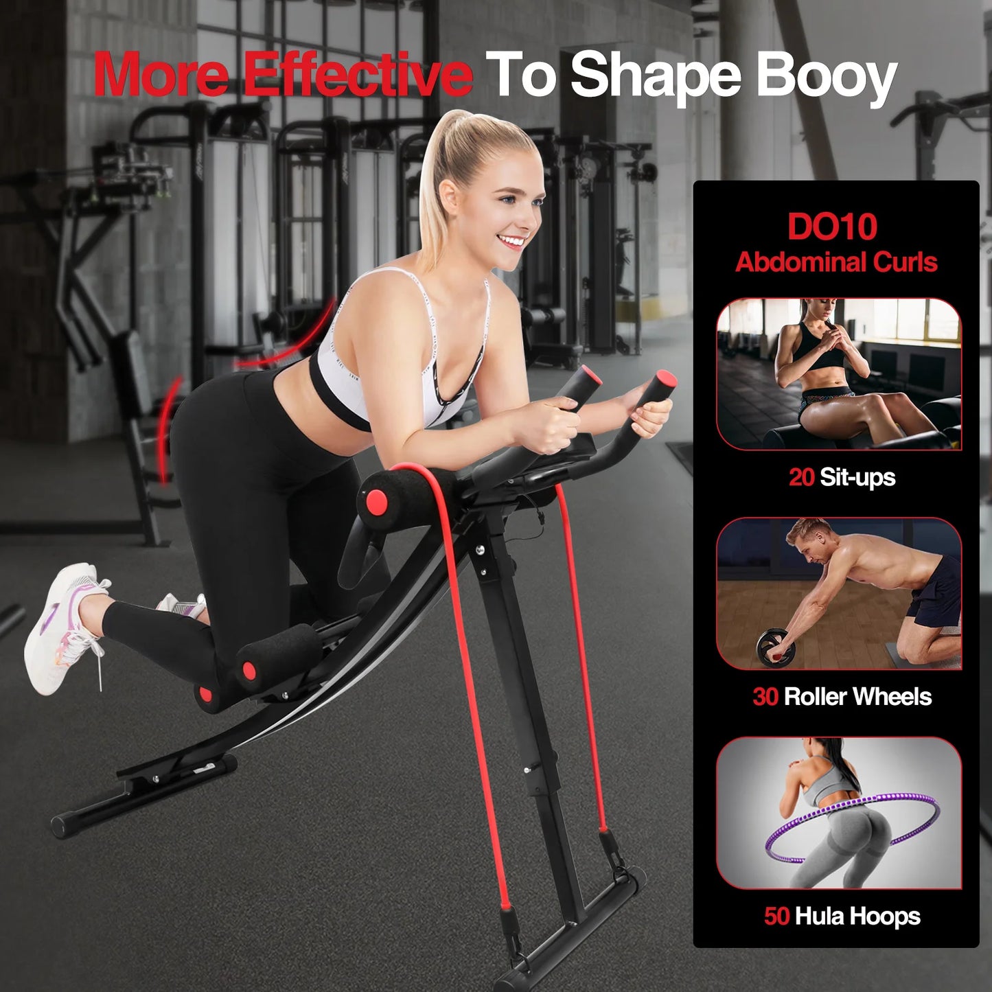 GIKPAL Foldable Ab Machine with LCD Display, 440 lb Capacity Core & Abdominal Trainer | StriveRiseFit