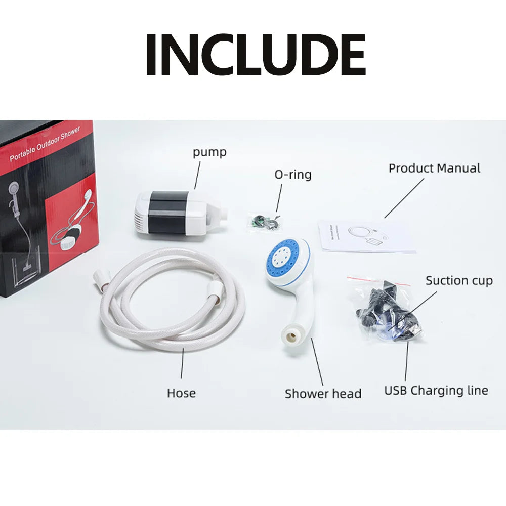 Portable Rechargeable Outdoor Shower Pump | Camping, Travel, Car, Garden & Pet Washing