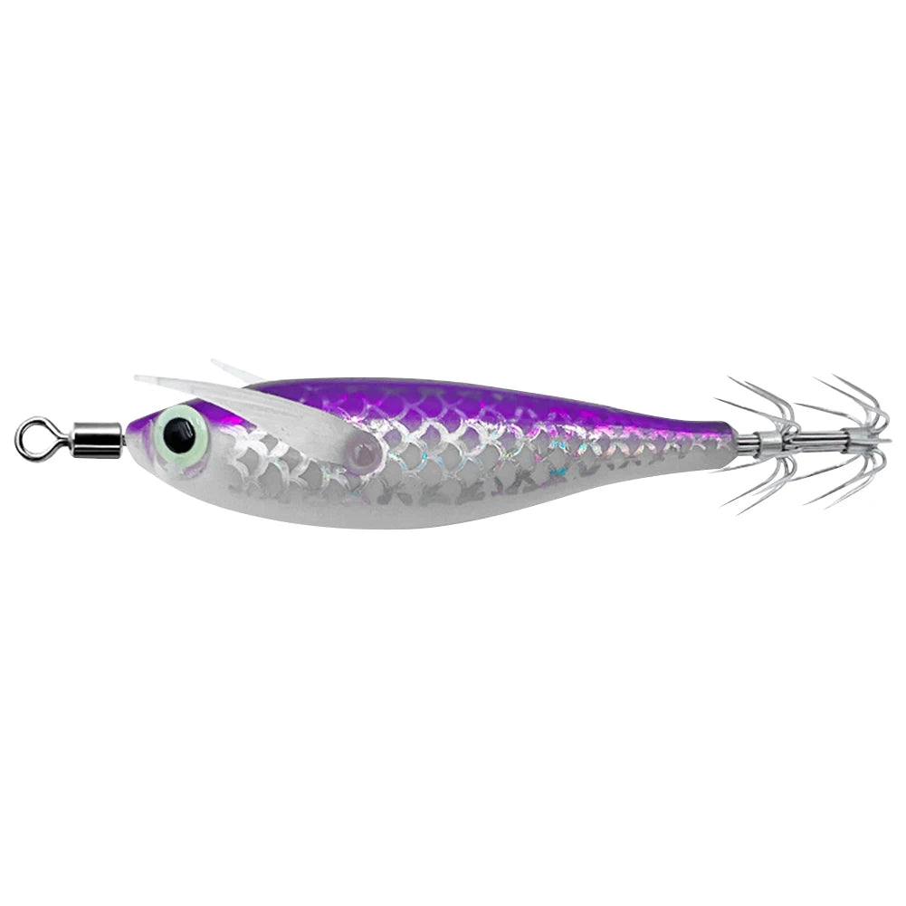 Luminous Squid Hook Lure - Glow-in-Dark, 3D Eyes, Double Hook for Night Squid & Cuttlefish Fishing
