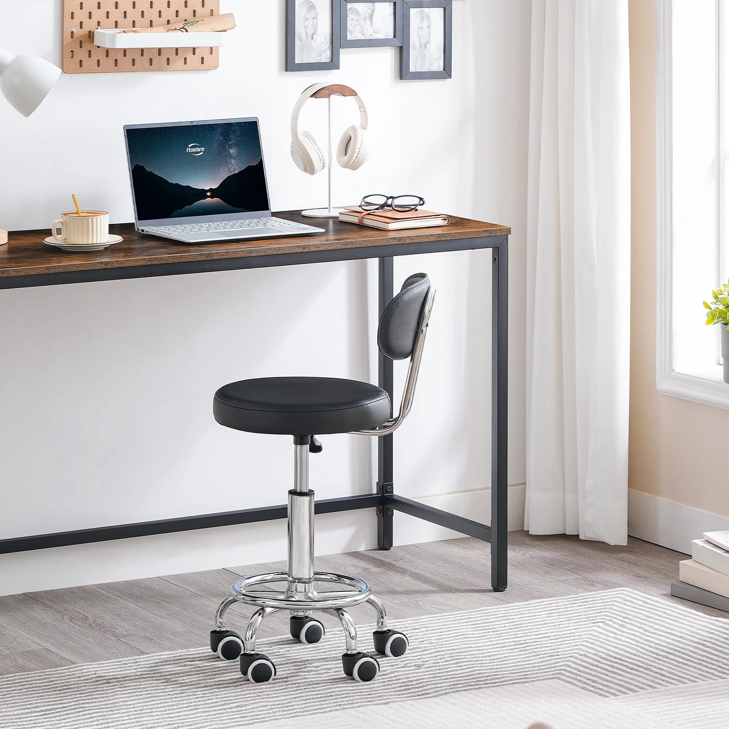 Height-Adjustable Rolling Stool with 360° Swivel — Office, Salon & Drafting Chair | StriveRiseFit
