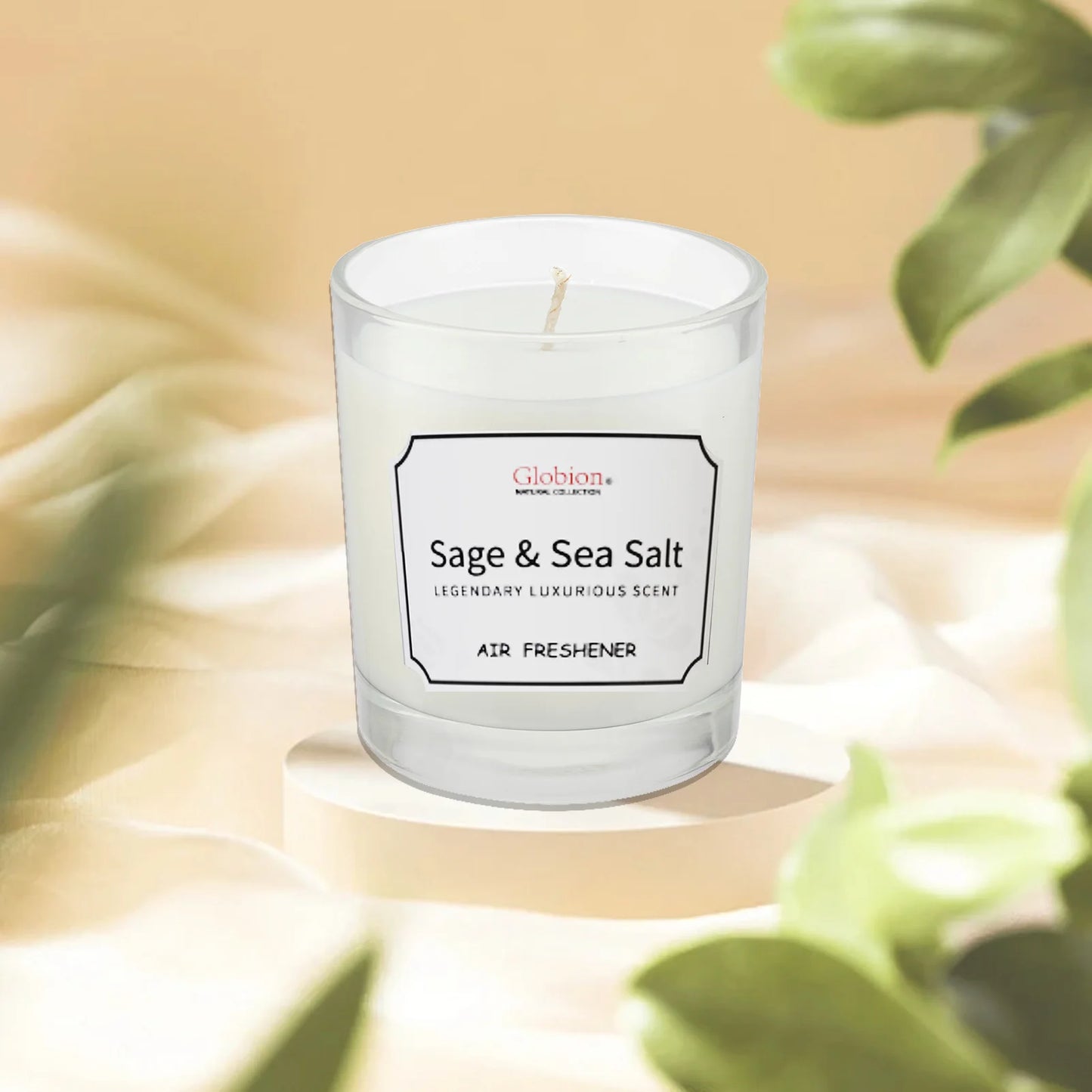Sage & Sea Salt Scented Candle 7oz Glass Jar 45-Hour Burn | StriveRiseFit
