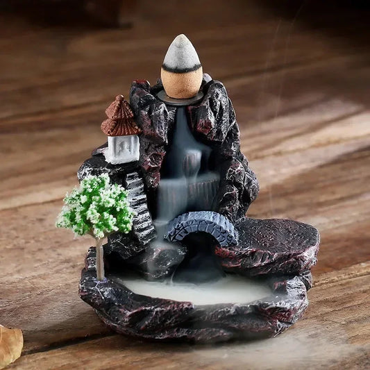 Zen Mountain Waterfall Backflow Incense Burner Resin 4 Styles | StriveRiseFit