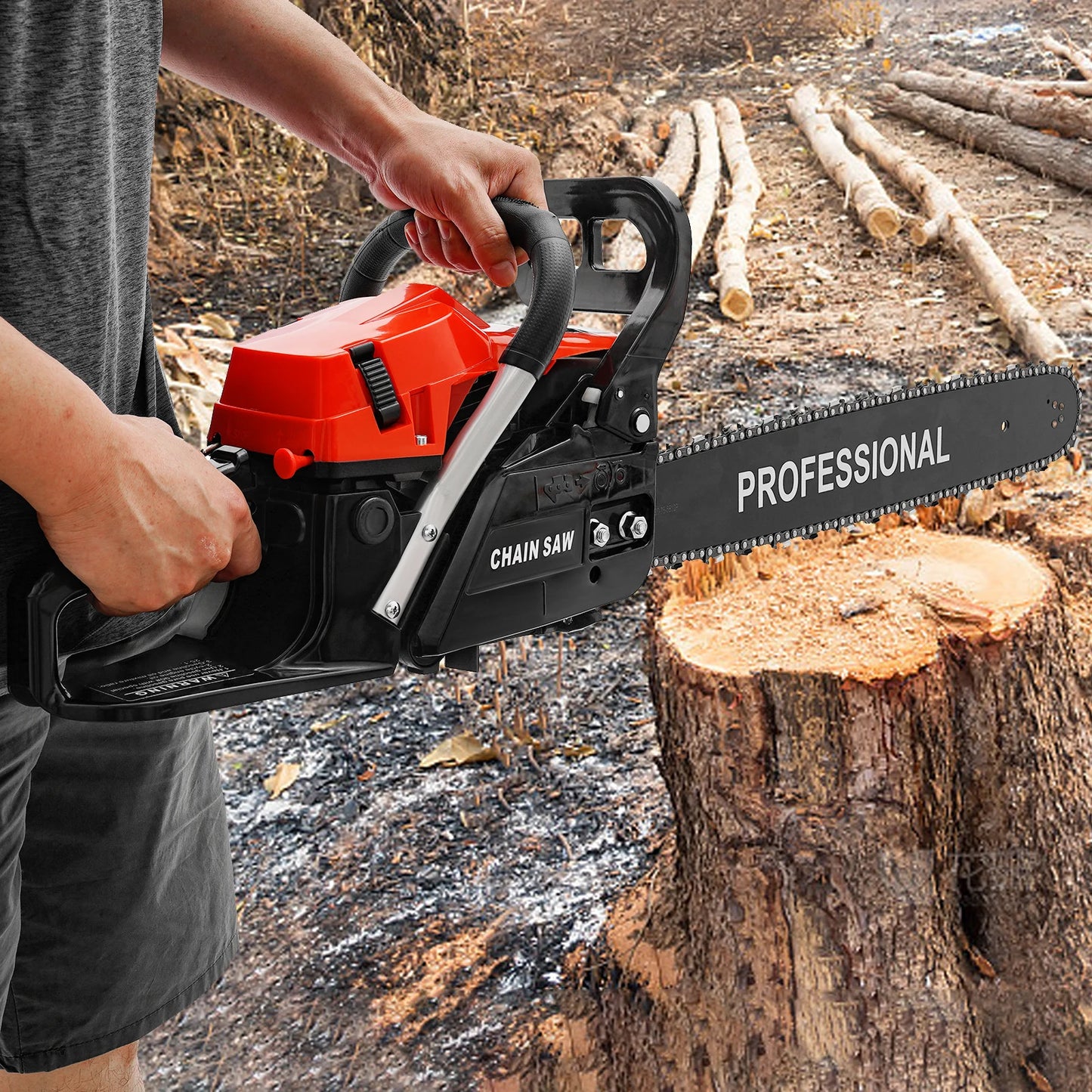 20-Inch Gas Chainsaw | 58cc 2-Stroke | 3.5HP | Auto Lube | Gardens & Farms | StriveRiseFit