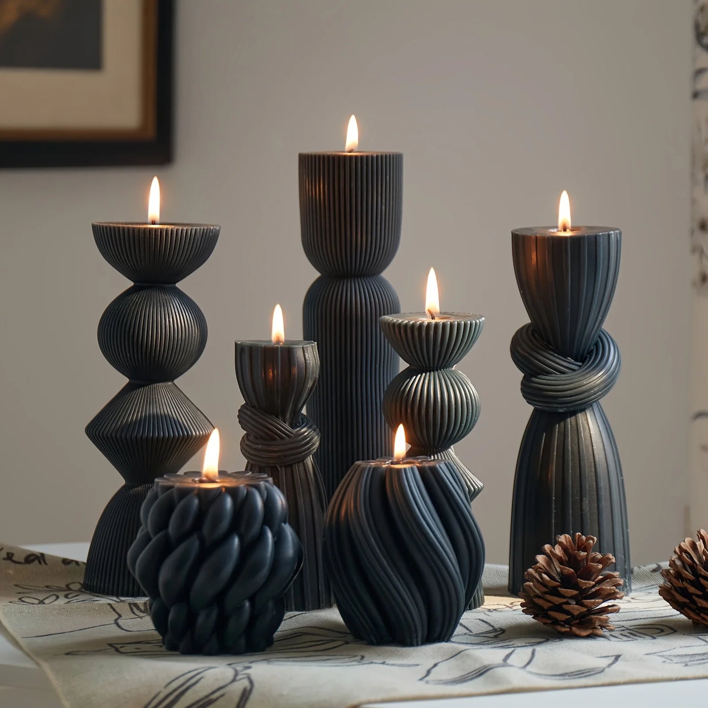 Handmade Glitter Soy Wax Ribbed Pillar Candles Set | StriveRiseFit