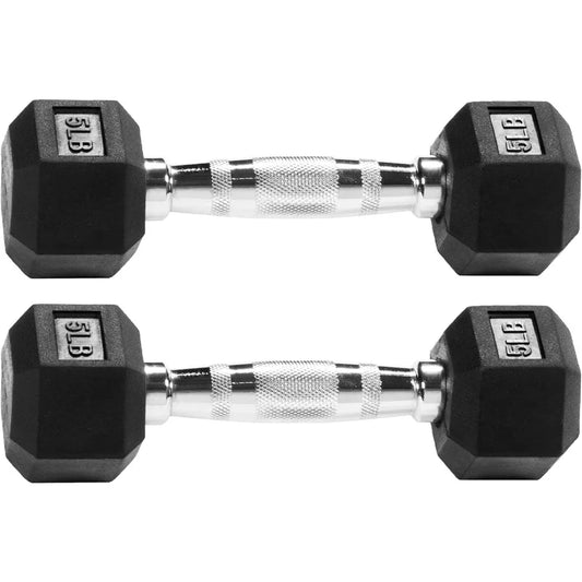 Rubber Encased Hex Dumbbell Set with Multiple Sizes for Home Gym Adjustable Weight Training Equipment with NonSlip Grip