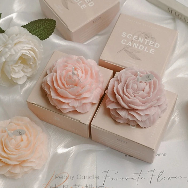 3D Peony Flower Shaped Scented Soy Wax Candle Gift 7 Scents | StriveRiseFit