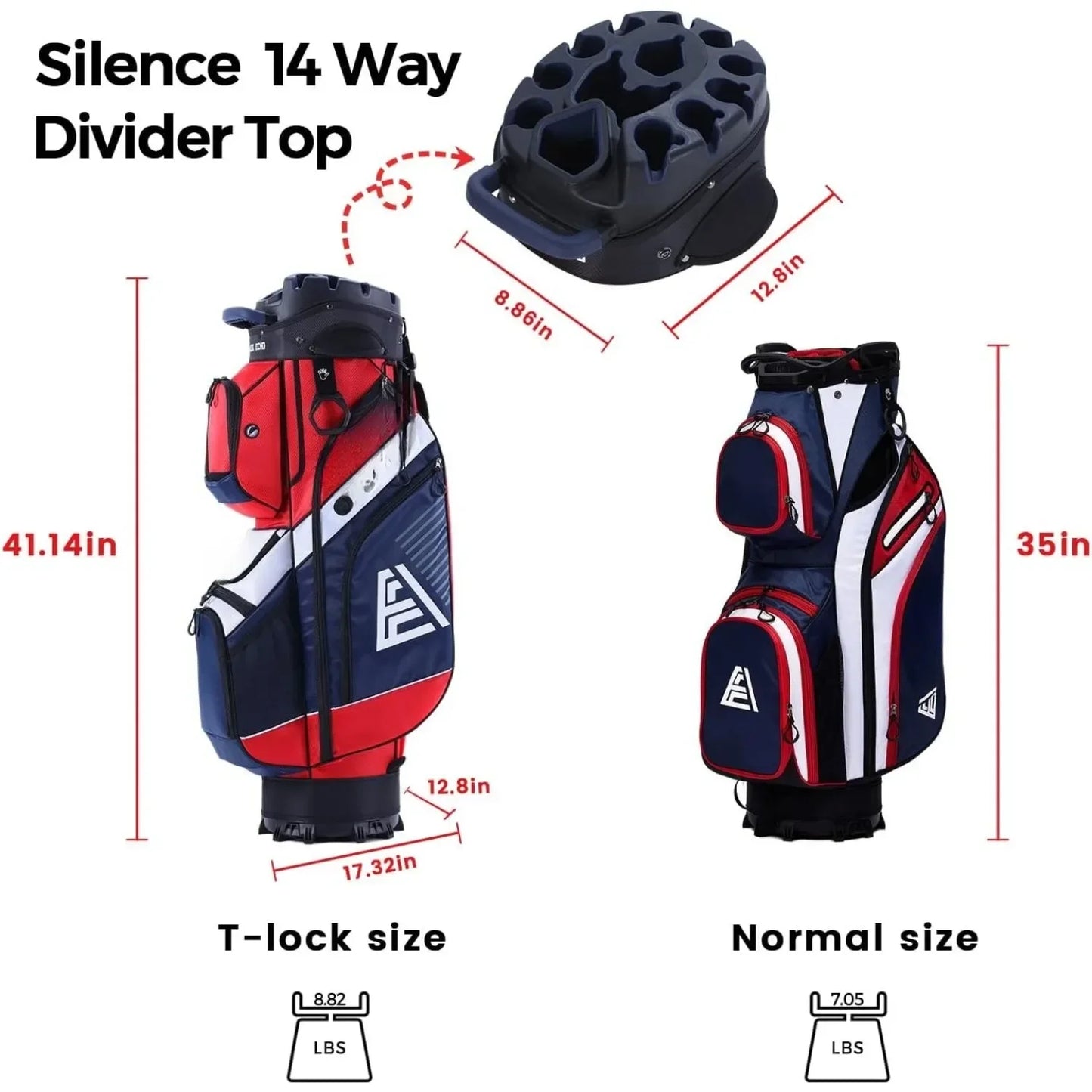 Premium 14-Way Golf Cart Bag with Rain Cover & Cooler Pocket | StriveRiseFit