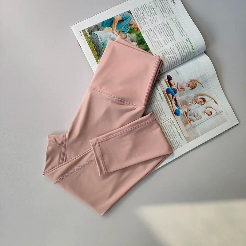 Women's High-Waist Yoga Exercise Pants Tight Fitting High Elasticity Gauntlet Line Nude Feeling Hip Lifting Gym Trousers