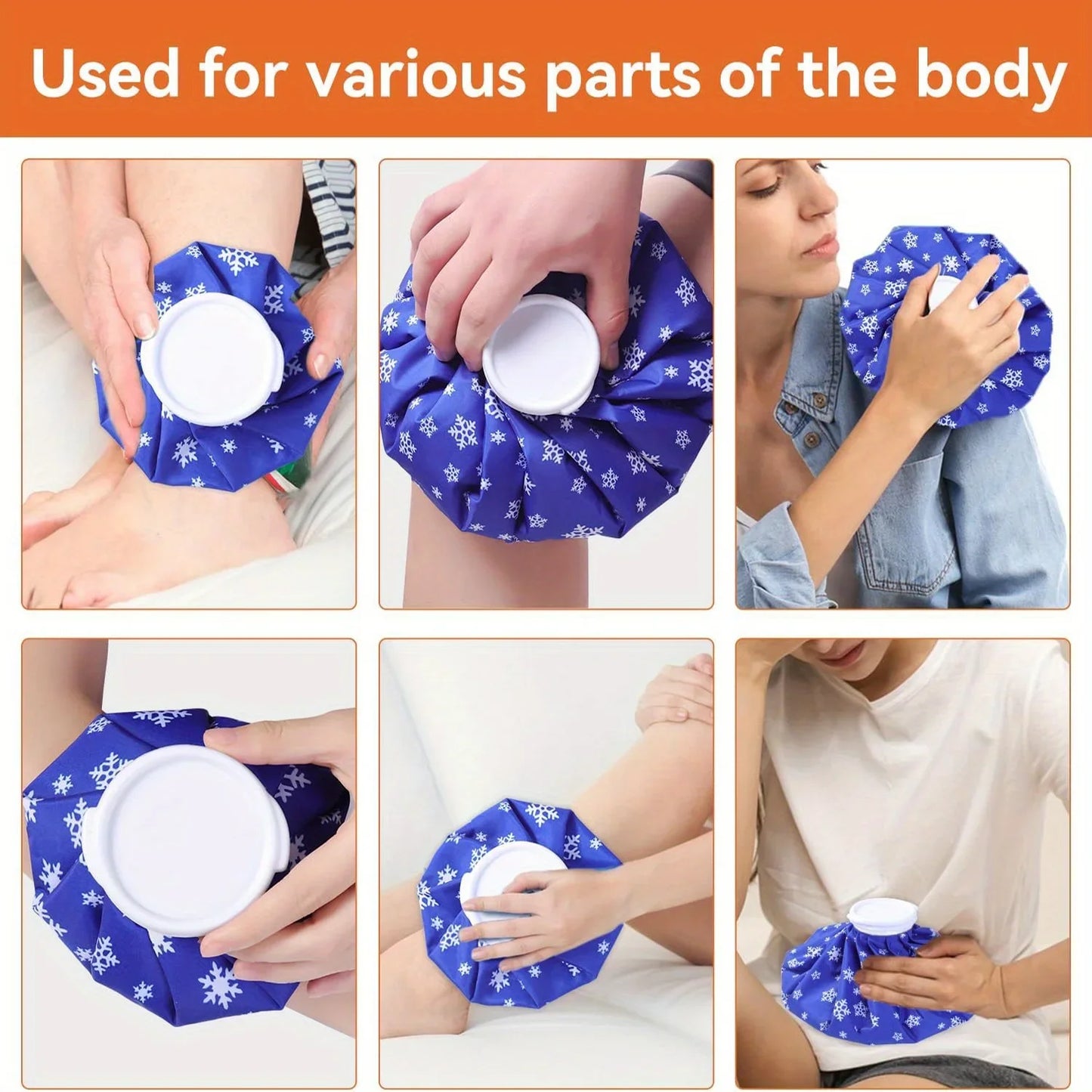 Reusable Ice Bag Set | Hot & Cold Therapy, 3 Sizes (6", 9", 11"), Compression Wrap Included