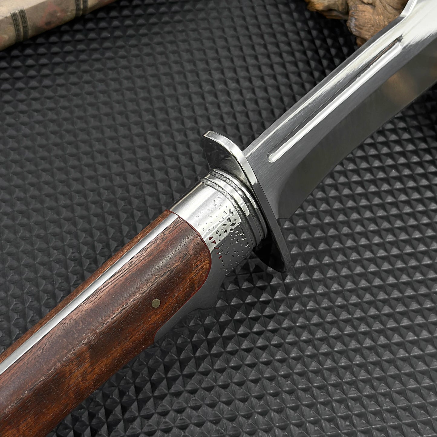 Gdekls Stainless Steel Hunting Knife with Wood Handle & Fabric Sheath