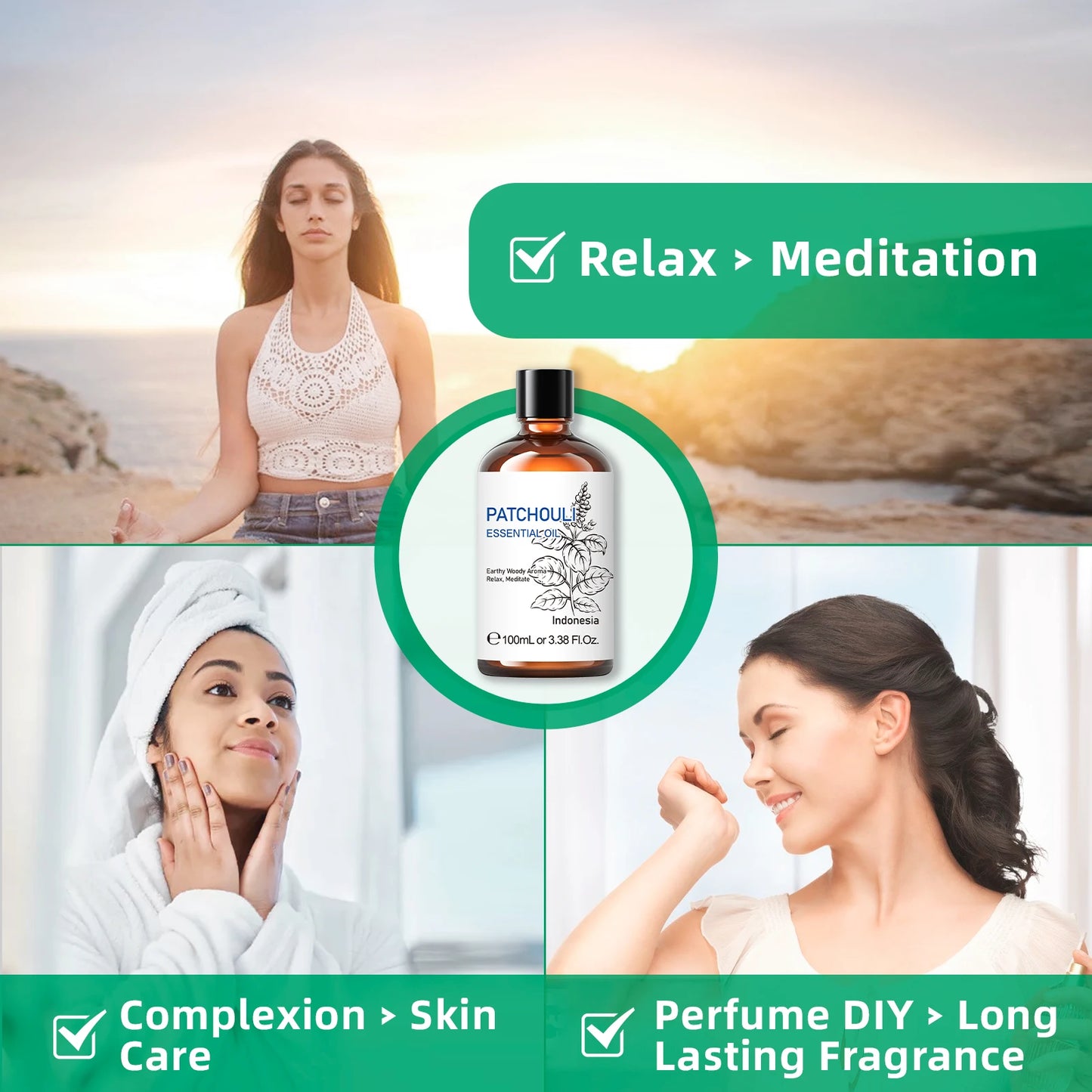 100% Pure Patchouli Essential Oil 100ml - Aromatherapy & Diffuser | HIQILI