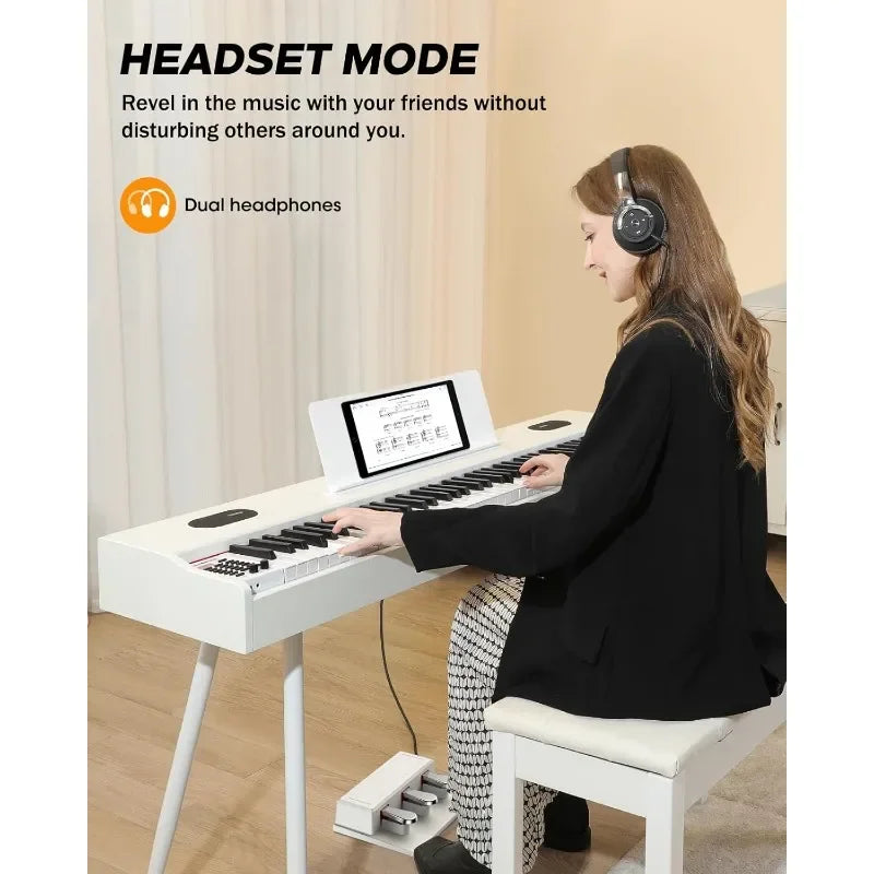 Digital Piano Keyboard, 88-Key Accent Keyboard Full Size Electric Piano for Beginners with Music Stand, 3 Pedals, Power Adapter