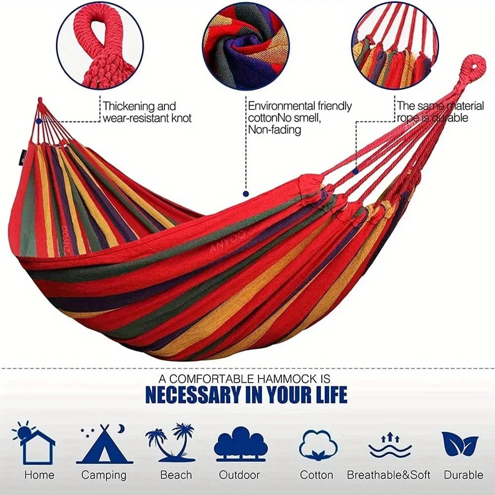 Outdoor Hammock | Anti-Flip | Tree-Friendly Straps | Colorful | 80–250cm | StriveRiseFit