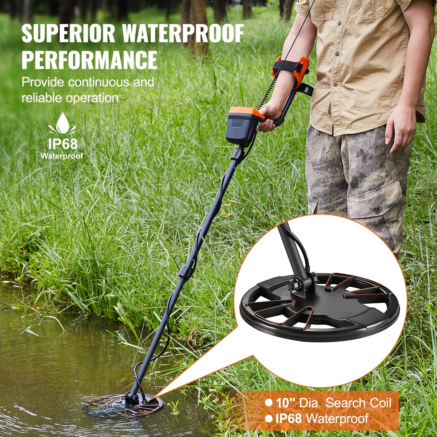 10-Inch Metal Detector for Adults & Kids — 7 Modes, LCD Display, IP68 Waterproof | StriveRiseFit