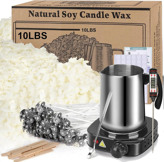 Soy Wax Candle Making Kit with Wax Melter | 10 lbs | Complete Starter Set | StriveRiseFit
