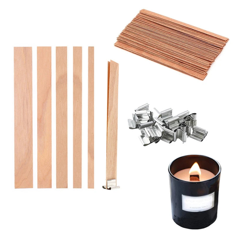Wooden Candle Wicks with Metal Clip Base, 30 & 50-Pack | StriveRiseFit