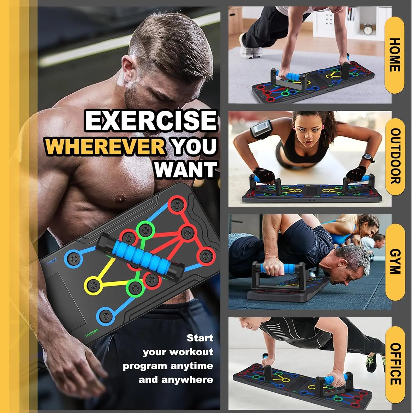 15-in-1 Push Up Board for Home Workout, 600 lb Capacity Multi-Angle Strength Trainer | StriveRiseFit