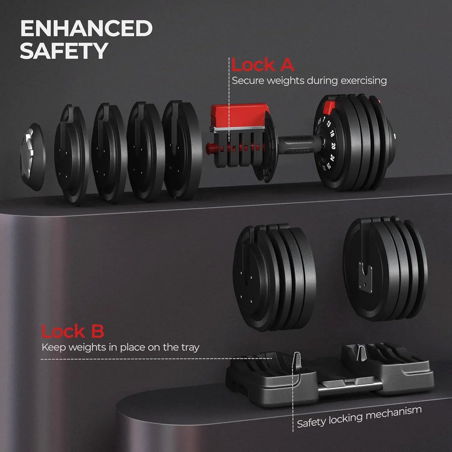 Adjustable Dumbbell Set 28-90LBS - Fast Adjust Weight Set | StriveRiseFit.com