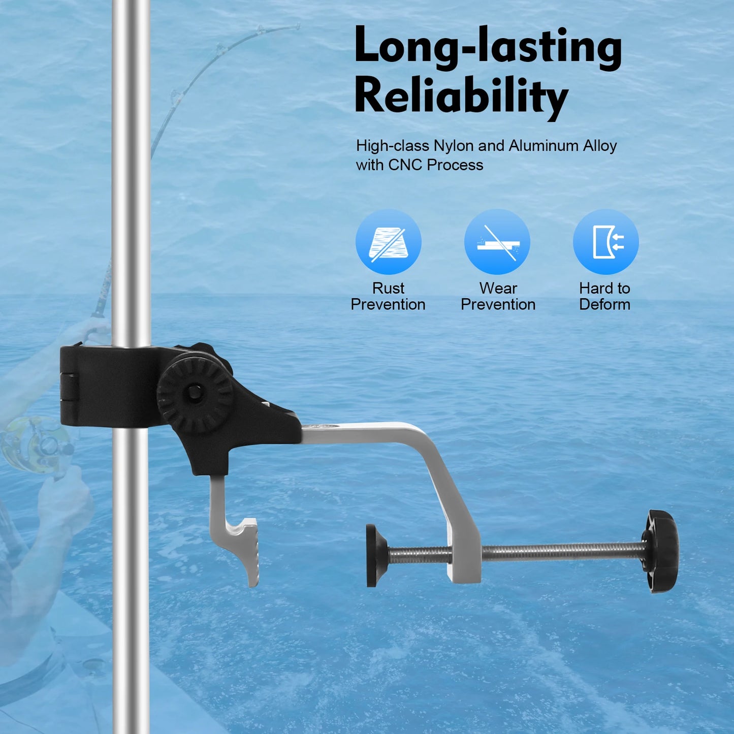 360° Adjustable Transducer Mount | Universal Fish Finder Pole Mount for Boat, Canoe & Kayak