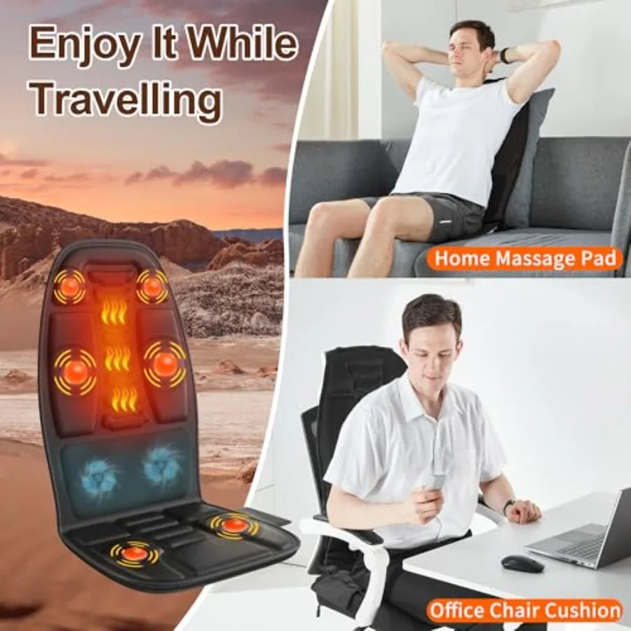 Massage Seat Cushion with Heat | Deep Tissue Vibration, Full Body, Back Massager for Chair