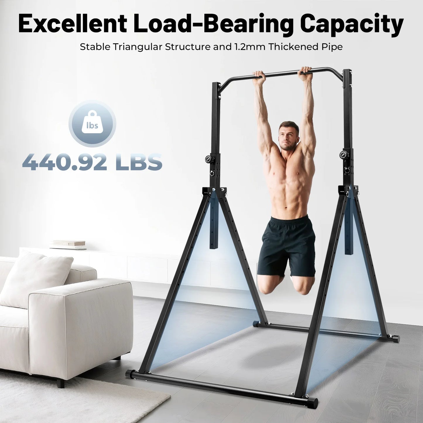 Carbon Steel Pull Up Bar, 440 lb Capacity, Adjustable Height Home Gym | StriveRiseFit