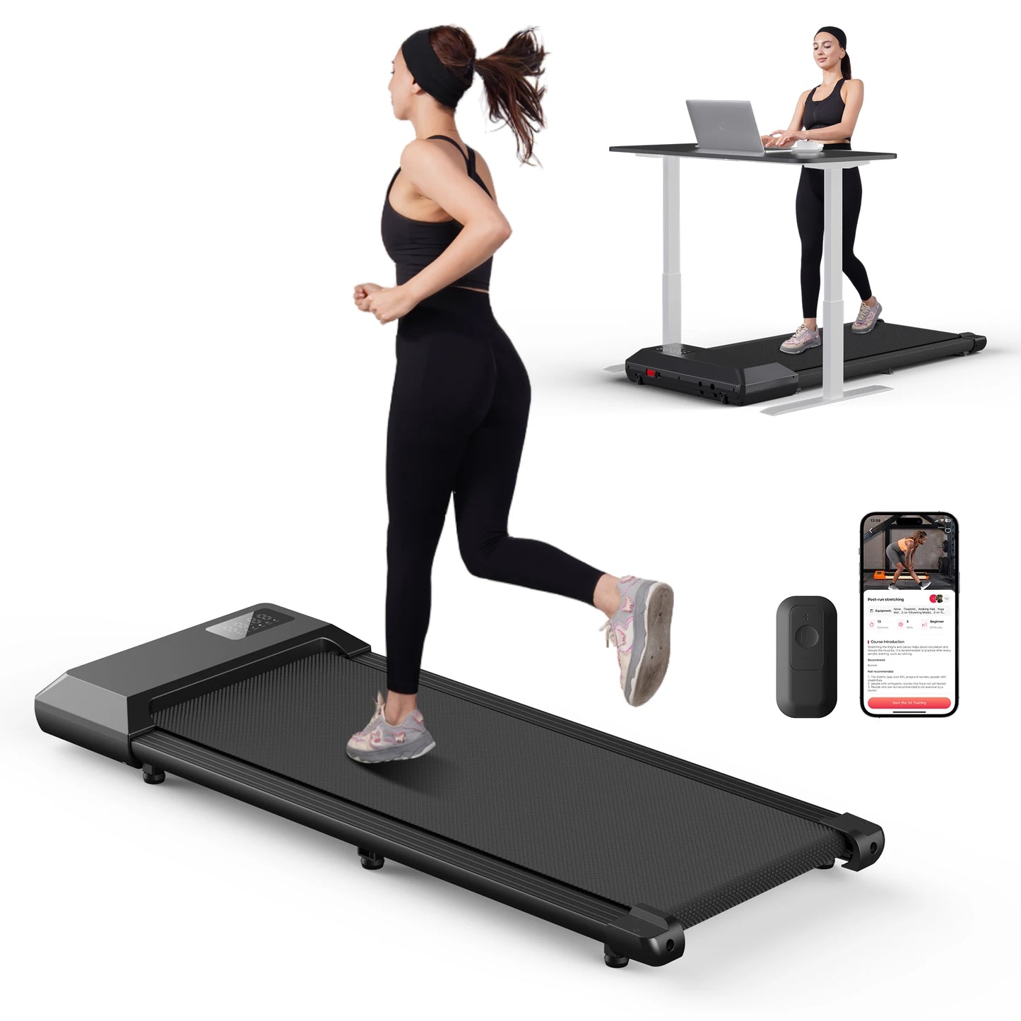 300lbs Treadmill for Home 2.5HP Treadmills Walking Pad LCD Digital Data Display 2 in1 Walking Running Fitness Exercise Machine