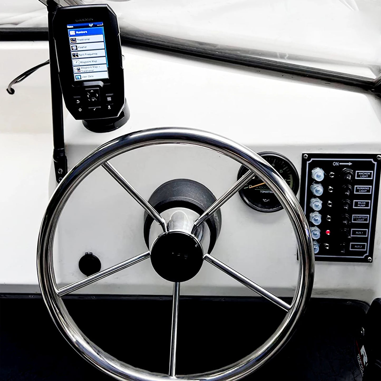 13.5" Stainless Steel Marine Boat Steering Wheel | 5-Spoke, 25° Dish | StriveRiseFit